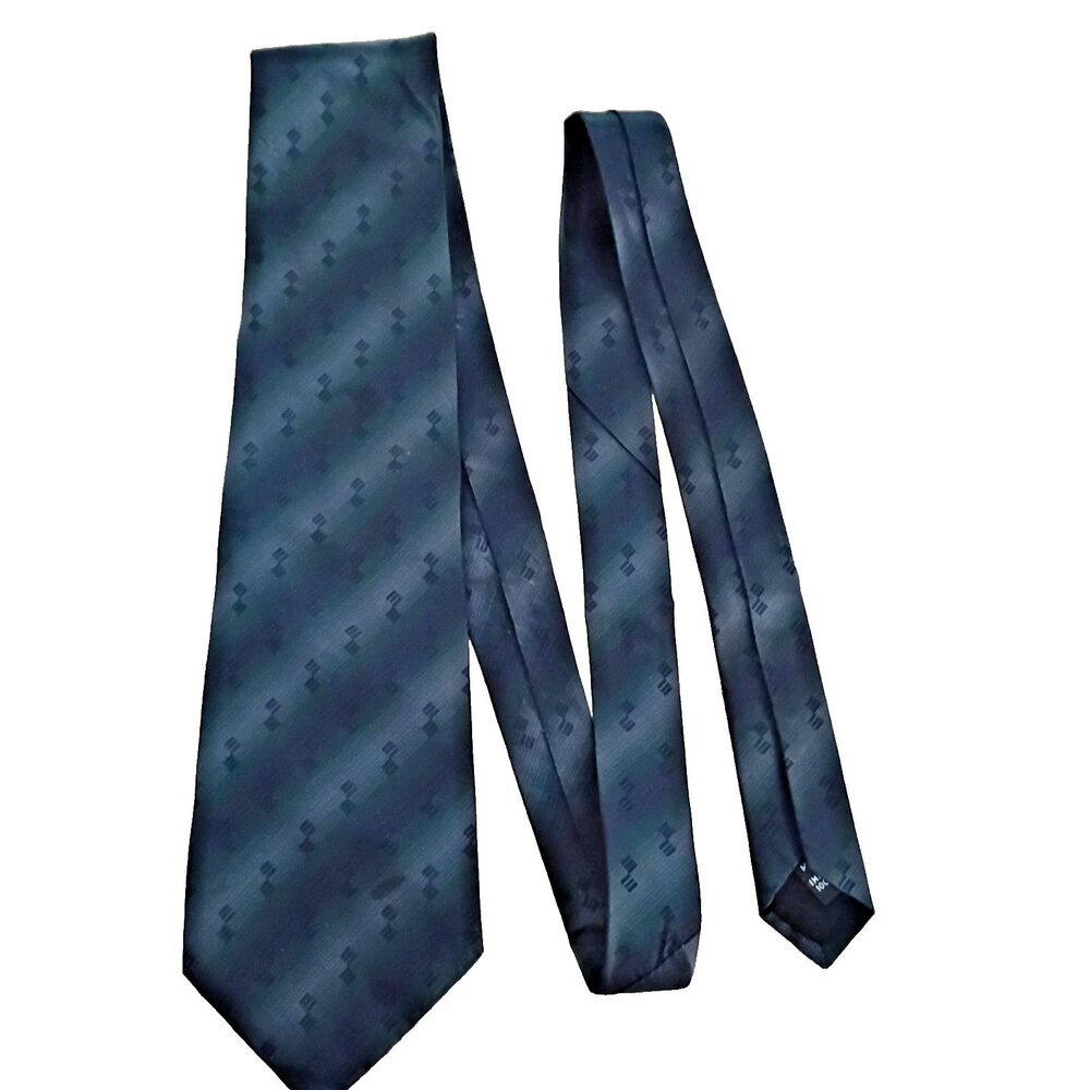 Croft And Barrow Made in the USA Repp silk tie Blue/Green Geometric Striped